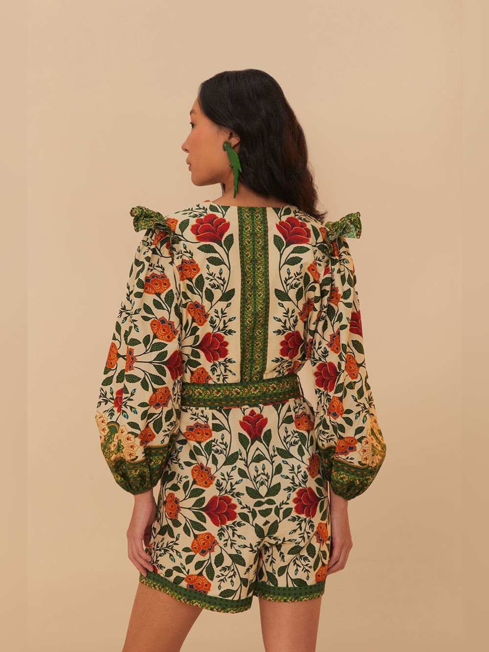 FARM RIO GARDEN TAPESTRY ROMPER IN SAND S - Picture 4 of 9